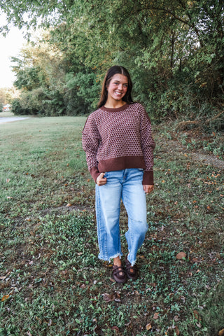 Sadie Geometric Sweater • Chocolate