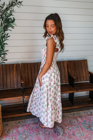 Romantic Revival Floral Midi • Pink