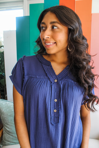 Moonlit Stroll Ruffle Dress • Navy