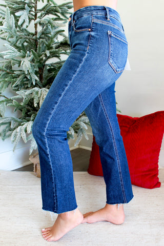 Clara Stretch Waist Straight | Tummy Control • Dark Wash