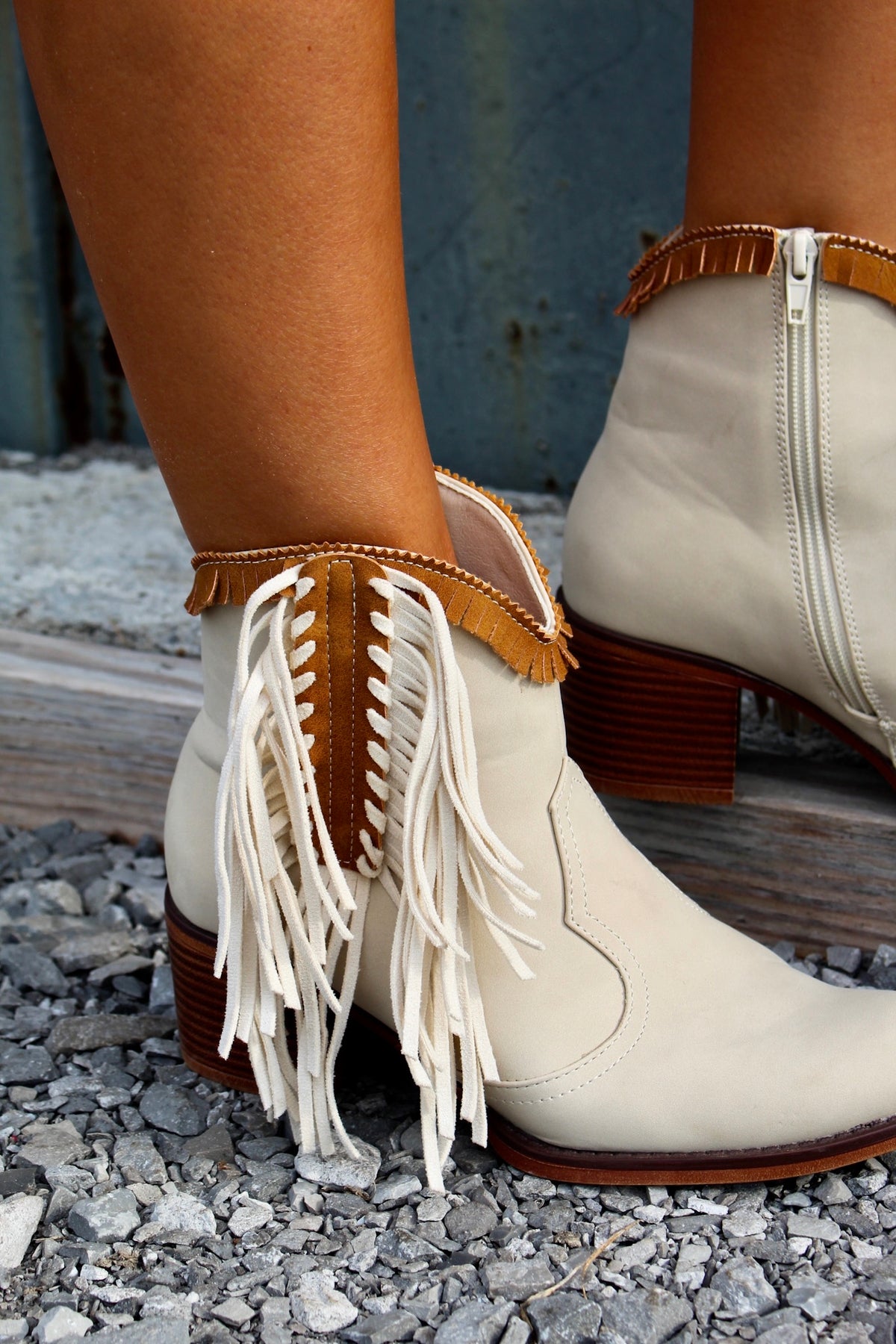 On The Fringe Ankle Boot • Ivory