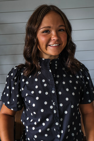 Pixie Polka Dot Top • Black