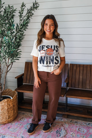 Jesus Always Wins Graphic Tee • Cream