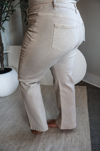 Andrea Relaxed Straight Leg | Tummy Control • Almond - PLUS