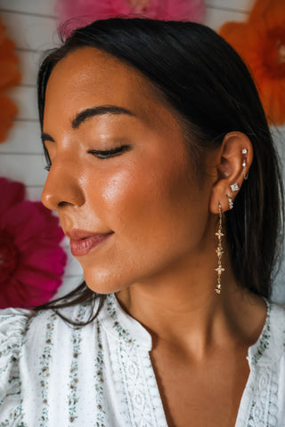 Flower Drop Dangle Earrings • Gold