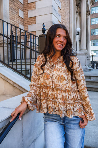Hazelwood Boho Blouse • Mustard Floral