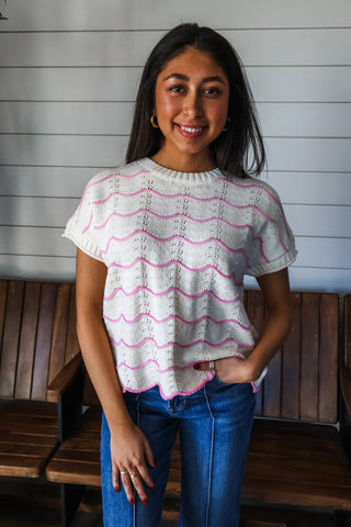 Seas The Day Scallop Top • Pink