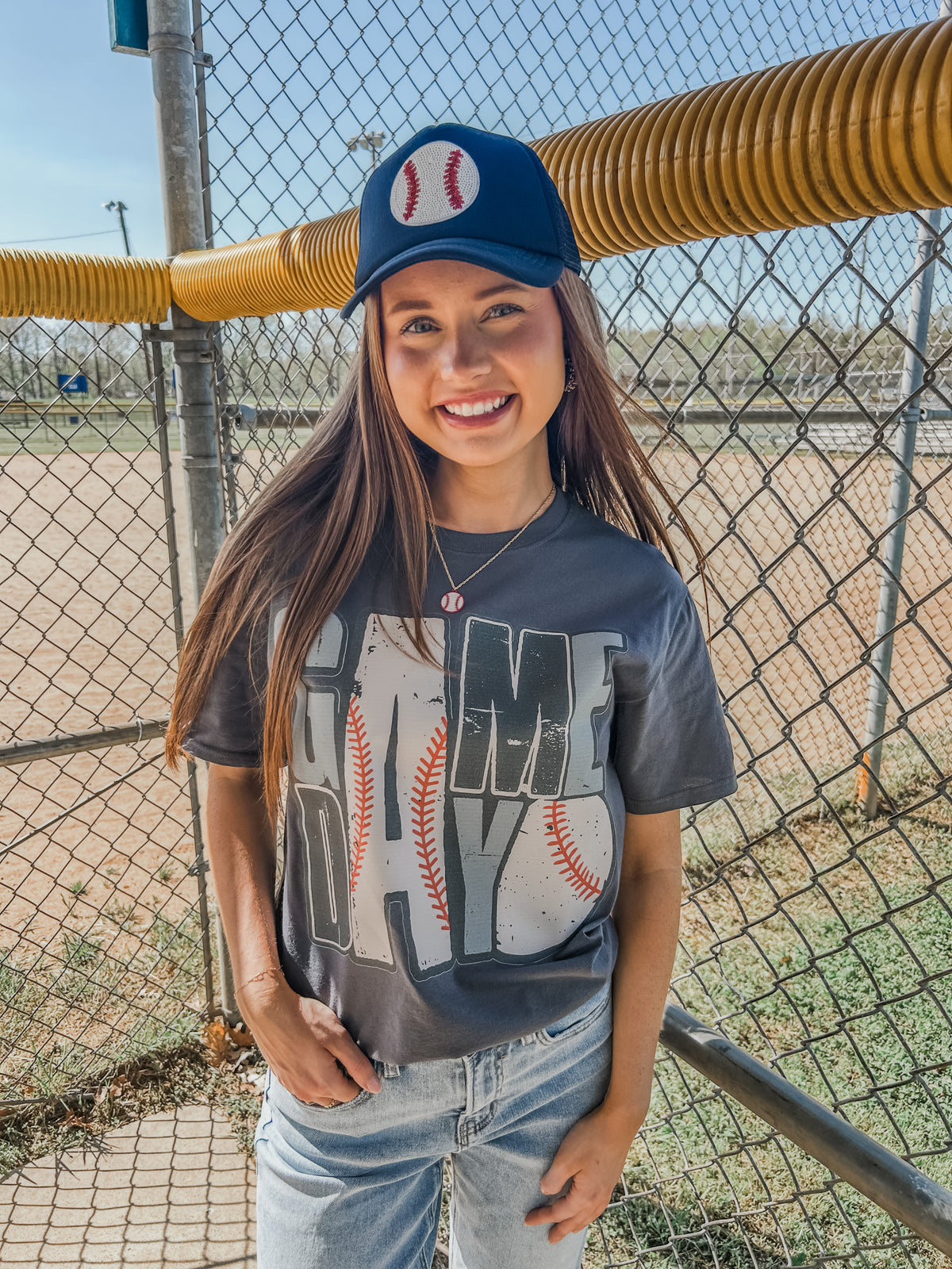 Baseball Game Day Graphic Tee • Stormy Grey