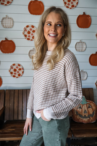 Crisp Mornings Striped Sweater • Oatmeal
