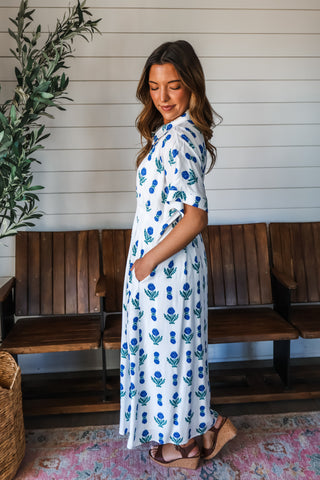 Flower Fields Shirtdress • White - FINAL SALE
