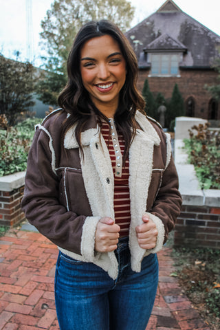 Dutton Reversible Sherpa Jacket • Dark Brown