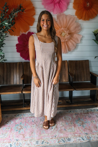 Picnic Pretty Gingham Midi • Tan