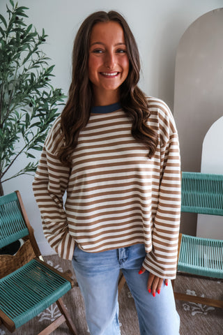 Weekend Drives Ringer Stripe • Tan