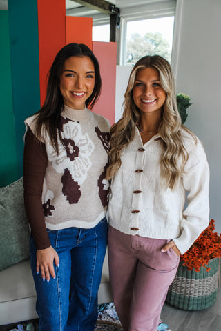 Midnight Moonflower Sweater • Oatmeal