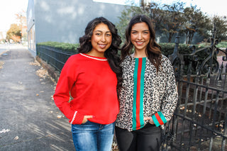 Christmas Village Contrast Trim Top • Red