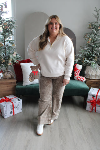 Hit The Slopes Half Zip • Cream - PLUS