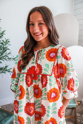 Flower Power Pocket Dress • Cream Multi
