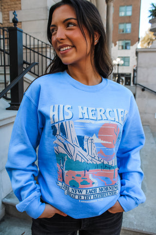 His Mercies Graphic Sweatshirt • Light Blue