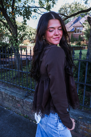 Darling Edge Lace Top • Dark Chocolate