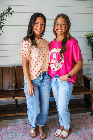 Peace Out Patchwork Top • Hot Pink - FINAL SALE