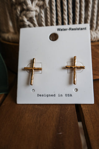 Simply Powerful Cross Earrings • Gold
