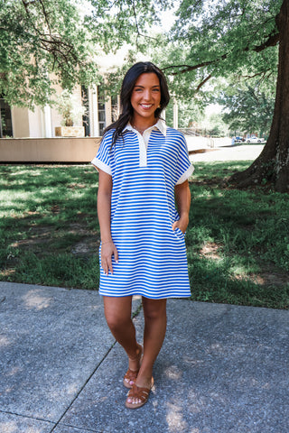 Heritage Stripes Polo Dress • Blue