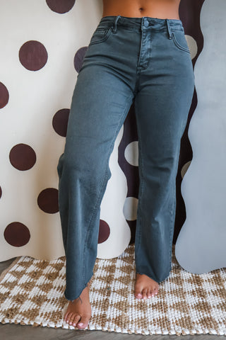 Autumn Raw Hem Straight Leg • Forest Shadow