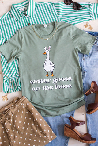 Easter Goose On The Loose Graphic Tee • Sage