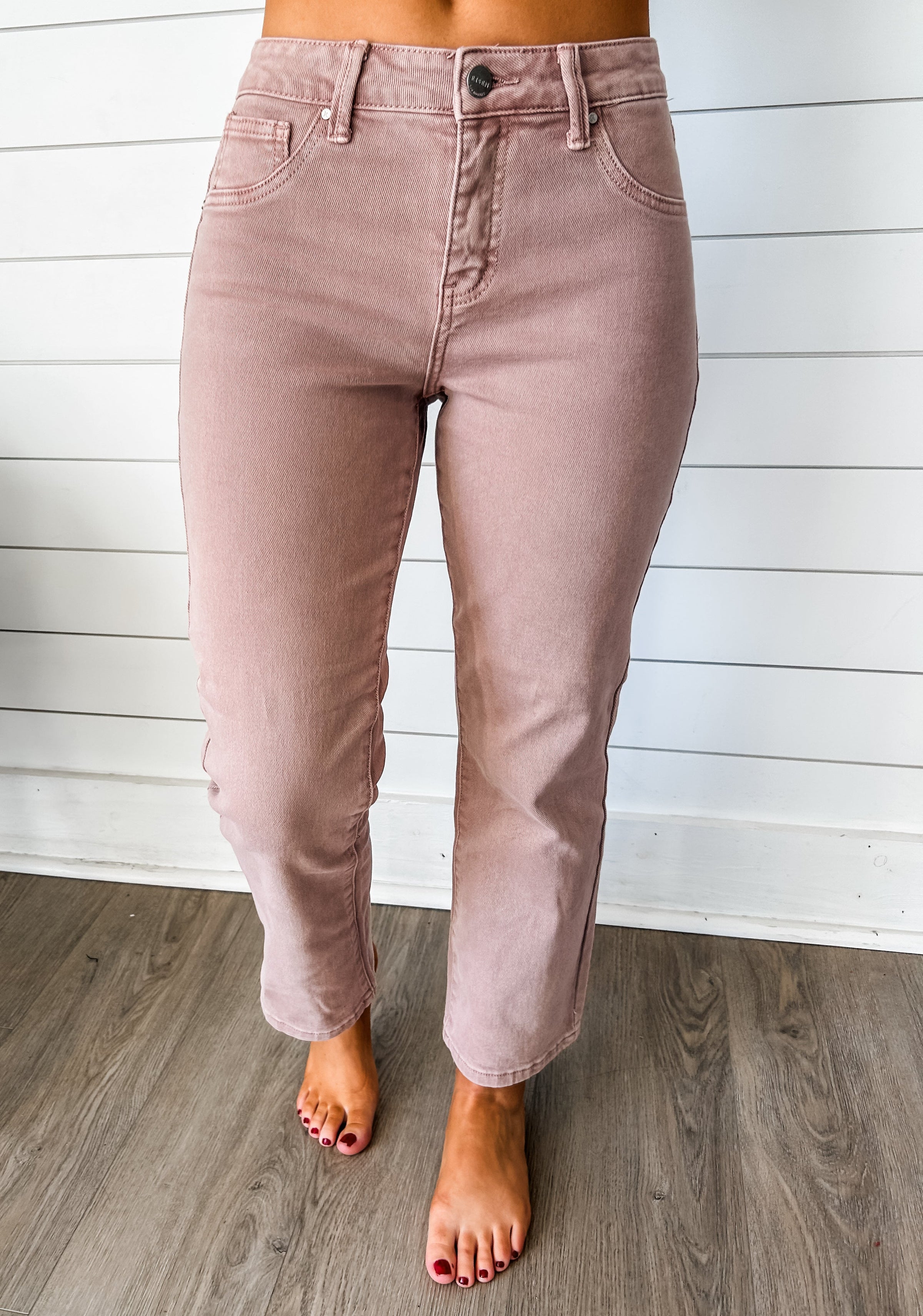 Cora Washed Mauve Straight Jeans