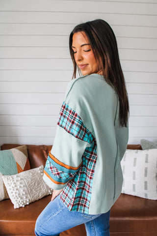 Peace Of Mind Plaid Top • Sage - FINAL SALE