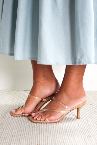 Lola Lucite Strap Sandal • Nude