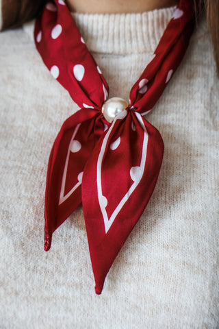 Pretty In Polka Dot Scarf Necklace • Wine
