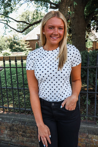 Carefree Cutie Dotted Tee • White