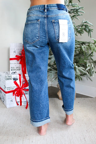 Ezra High Rise Barrel Leg • Medium Wash