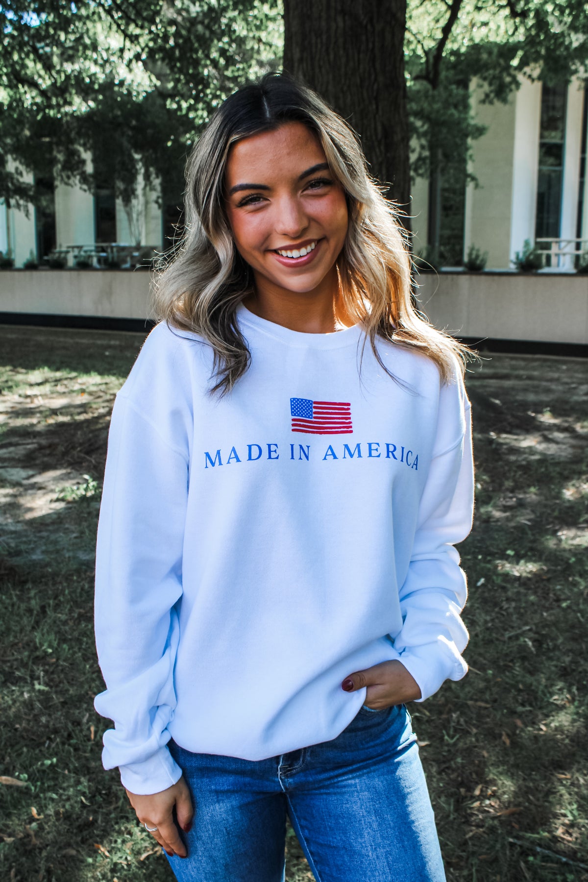 Made In America Graphic Sweatshirt • White