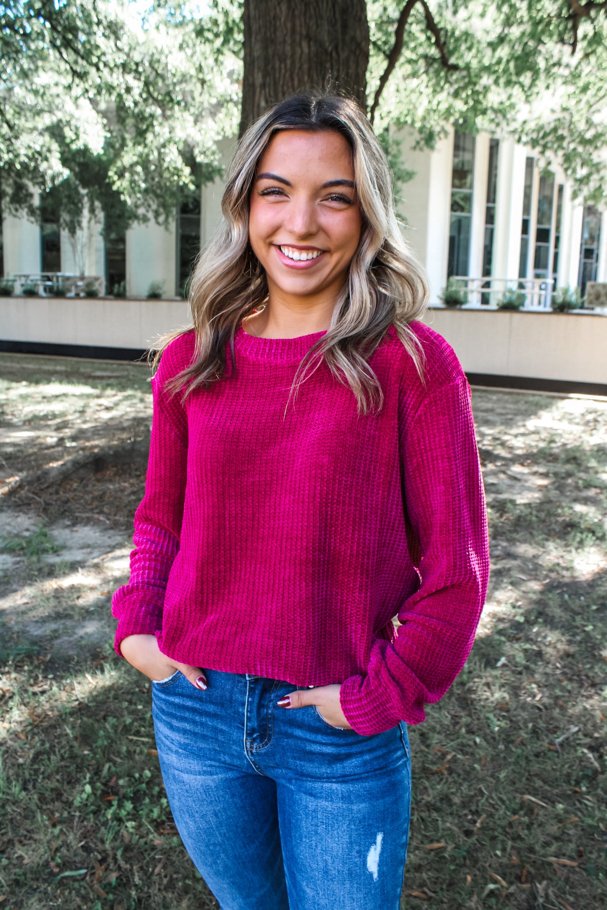 Charlotte Chenille Pullover • Magenta