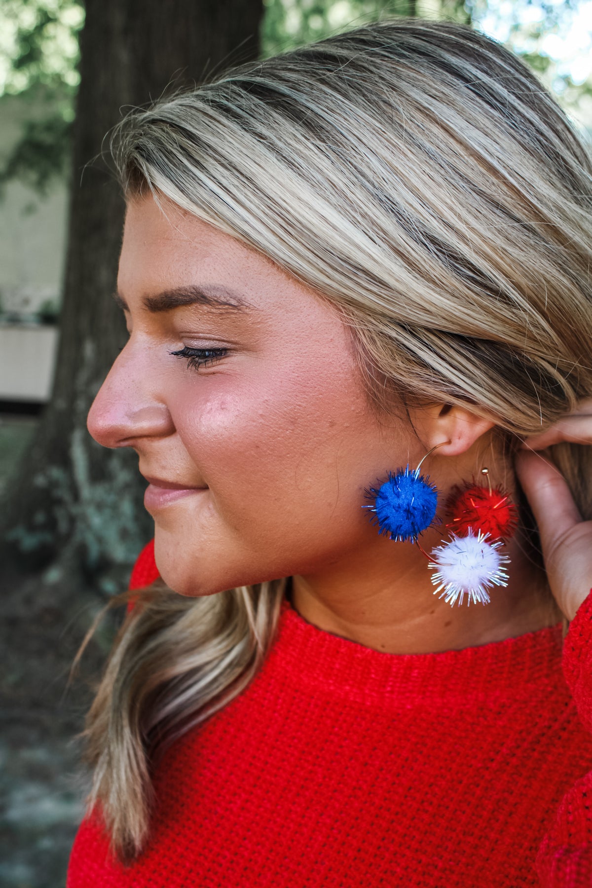 Patriotic Pom Earrings • Multi