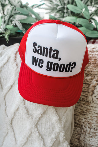 Santa We Good Trucker Hat • White/Red