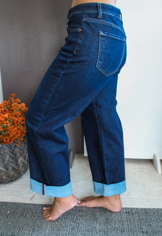 Tilly Wide Cuffed Jean • Dark Wash