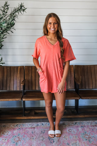 Sunkissed Days Mineral Romper • Coral - FINAL SALE