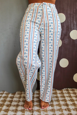 Poppy Printed Wide Leg Pants • Cream