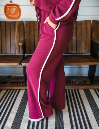 Crisp Contrast Pants • Wine