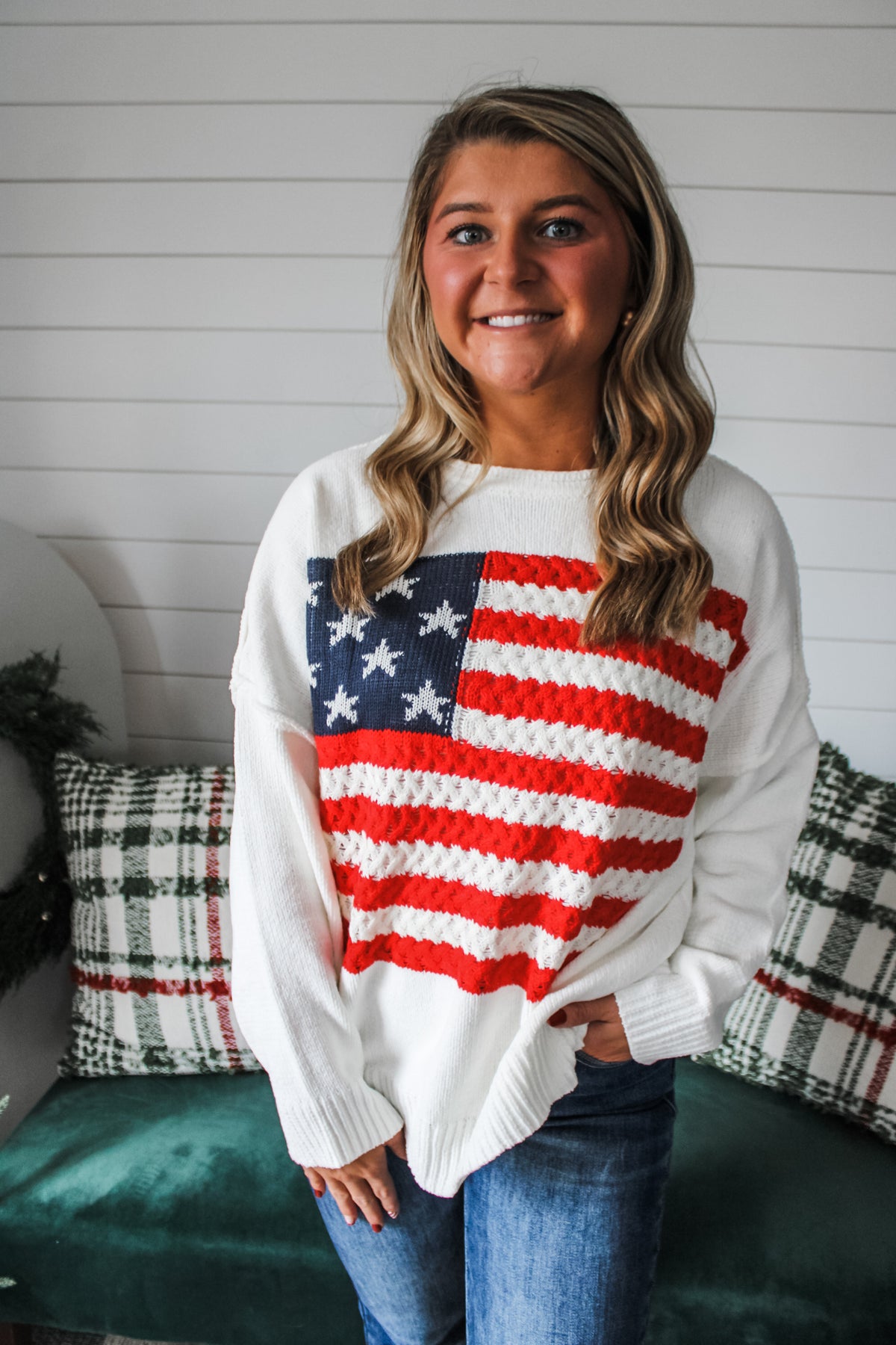 Classic Americana Chenille Sweater • Ivory