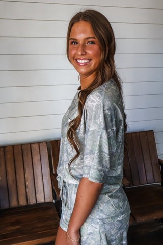 Carefree Camo Short Set • Olive Mix