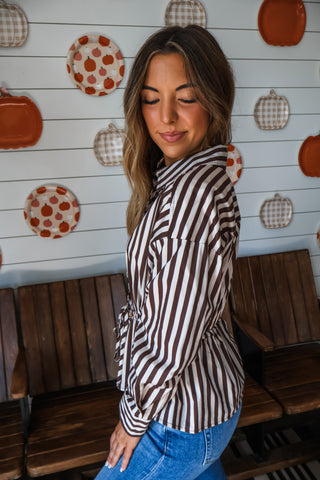 Sutton Drawstring Waist Top • Brown