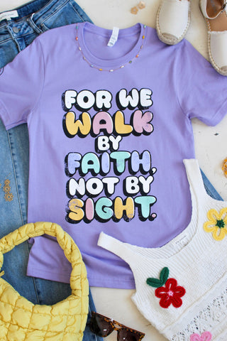 For We Walk By Faith Graphic Tee • Purple - FINAL SALE