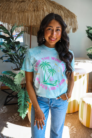 Even The Wind And Waves Obey Him Graphic Tee • Sea Glass