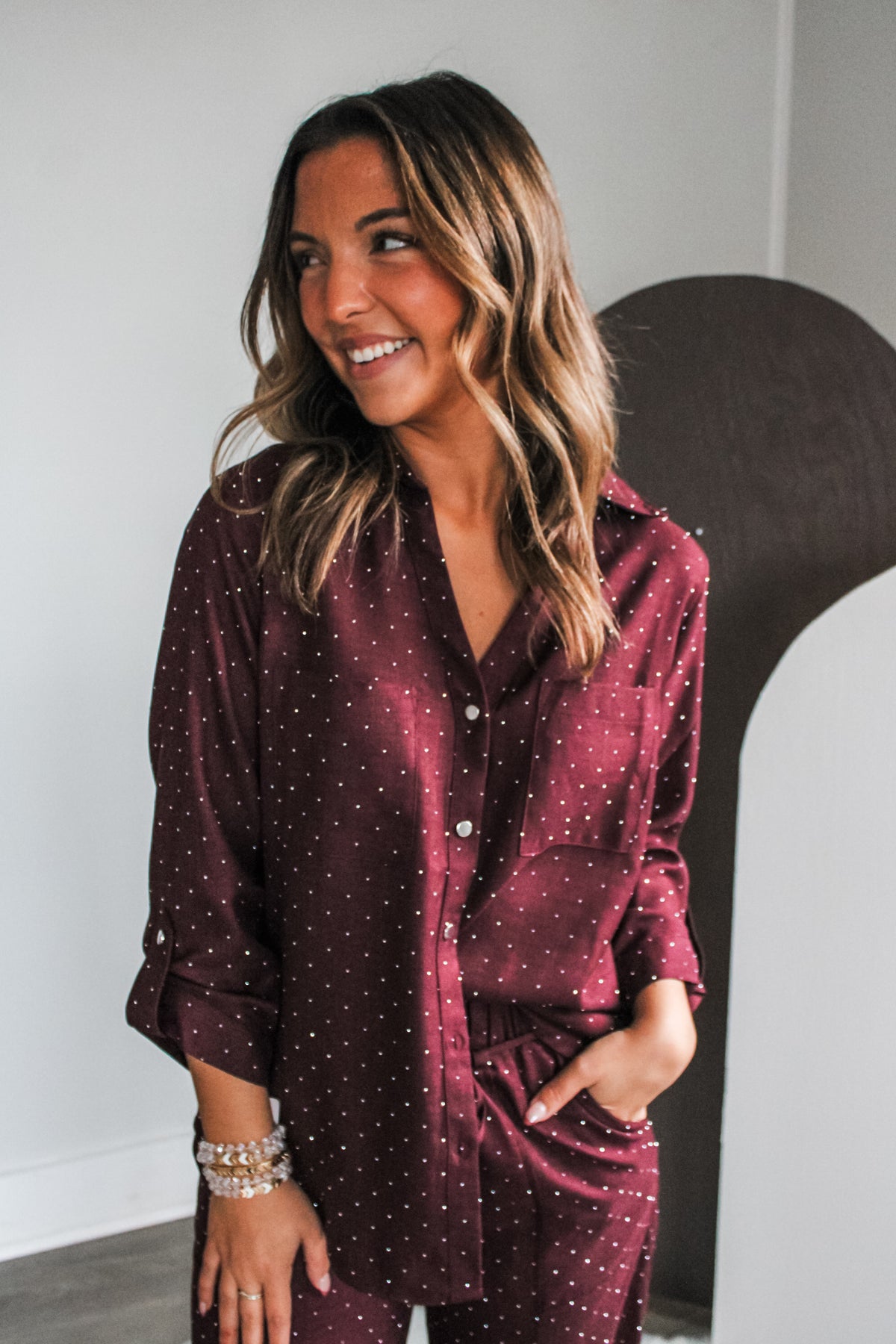 Sophisticated Sparkle Top • Dark Wine