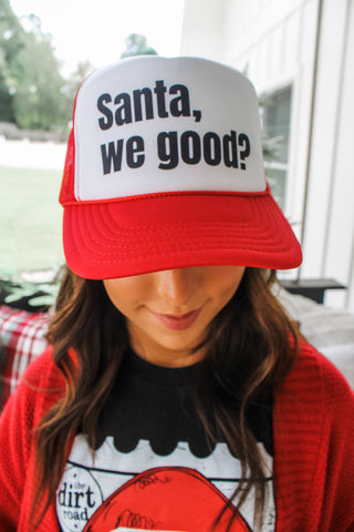 Santa We Good Trucker Hat • White/Red