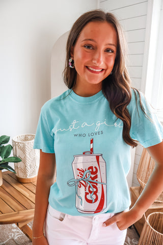 Just A Girl Who Loves Diet Coke Graphic Tee • Turquoise